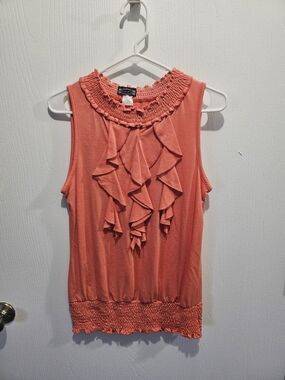Coral Ruffle Sleeveless Top